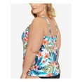 thumbnail image 3 of SWIM SOLUTIONS Women's White Tropical Print Stretch Adjustable Montego Bay Tankini Swimsuit Top 18W, 3 of 4