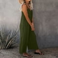 thumbnail image 3 of Adjustable Strap Jumpsuits Women V Neck Casual Summer Sleeveless Loose Jumpsuit Long Pants Rompers with Pockets Army Green L, 3 of 7