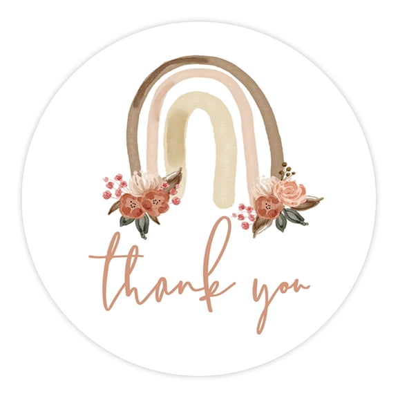 Koyal Wholesale Kids Party Favor Thank You Stickers, 80-Pk 2-Inch Round Boho Rainbow Birthday Stickers For Kids Favors