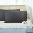 thumbnail image 1 of PiccoCasa Pillowcase Set of 2, Soft Cotton with Zipper Dark Gray Standard, 1 of 7