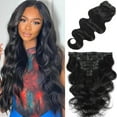 thumbnail image 1 of LUMIERE Body Wave Clip In Hair Extensions Real Human Hair Seamless Clip In Hair Extensions For Black Women 120g Grade 10A Brazilian Remy Hair 8Pcs Wi, 1 of 6