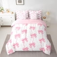 thumbnail image 2 of Castle Fairy Pink Ribbon Bow-Tie Twin Bedding Sets,Dreamy Bowknot Bedding Comforter Set, 2 of 8