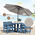 thumbnail image 2 of Serwall 6 Piece Round Patio Dining Table Set with Umbrella, HDPE Outdoor Patio Furniture Set, All Weather Patio Dining Set for 4 with 9FT Umbrella, Navy(Not Include Umbrella Base), 2 of 9