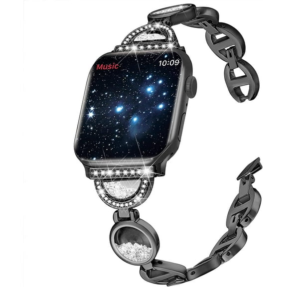 KOMI Compatible With Apple Watch Band 42mm 44mm 45mm 49mm Women Sparkling Flowing Diamond Sand, Twinkle like Stars, Elegant and Vivid for Apple Watch Ultra Series 8 Series 7 SE 6 5 4 3 2 1 Black