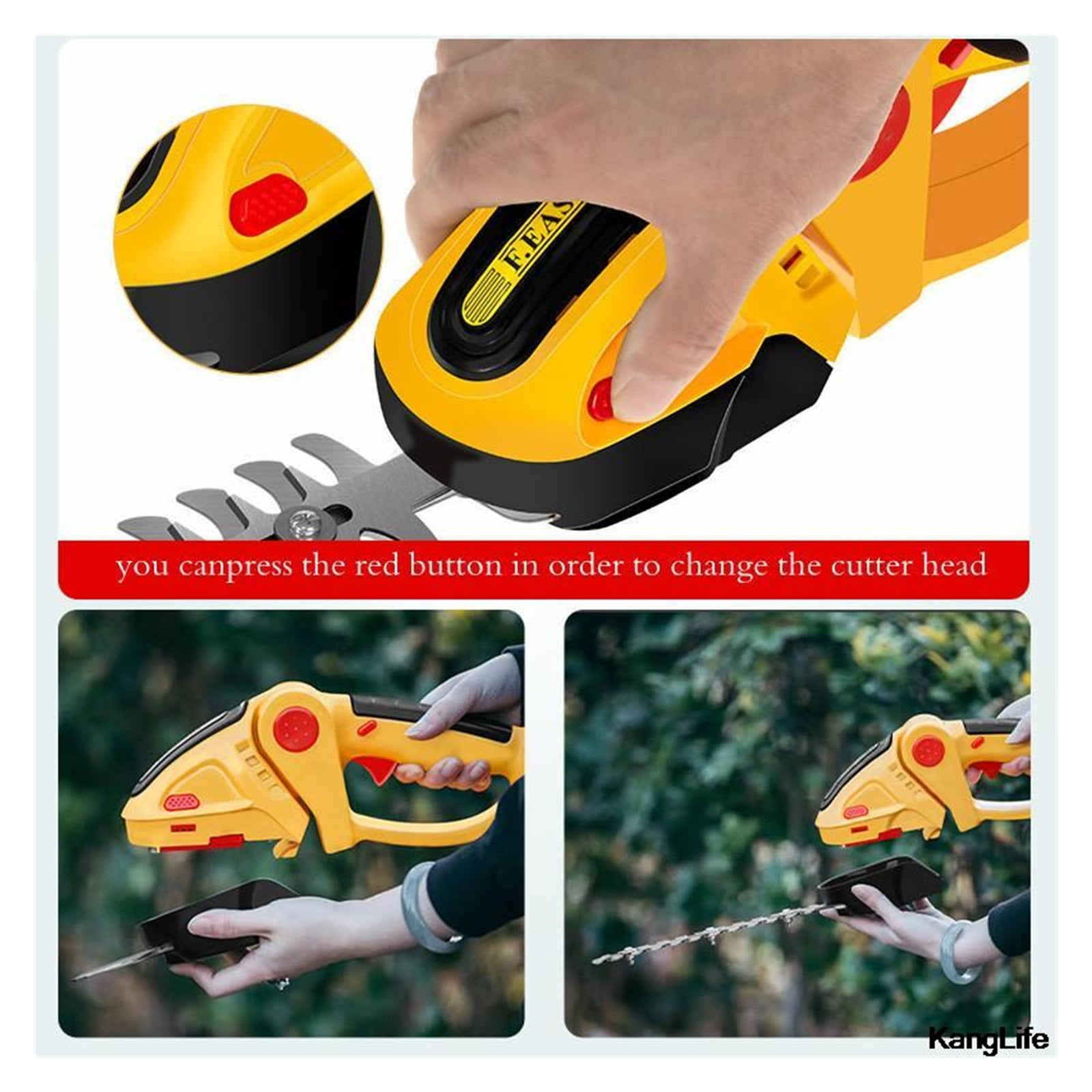 36F/24V Electric Hedge Shears Wireless Rechargeable Pruning Lawn Mower Lithium Battery One-Handed Hedge Trimmer Garden Tools ,Long-Lasting