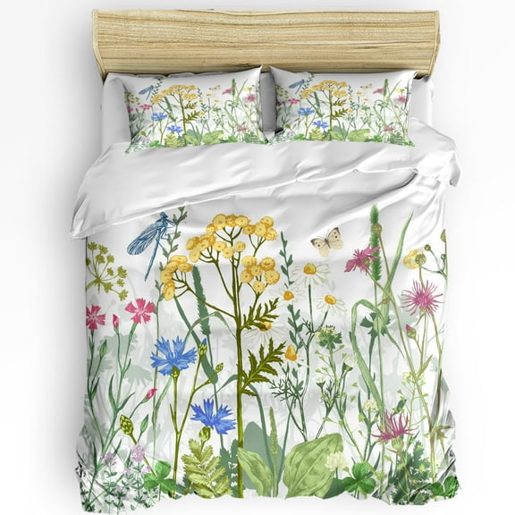 Flowers Butterfly Dragonfly Bedding Set Duvet Cover Pillowcase Kids Adult Quilt Cover Double Bed Se