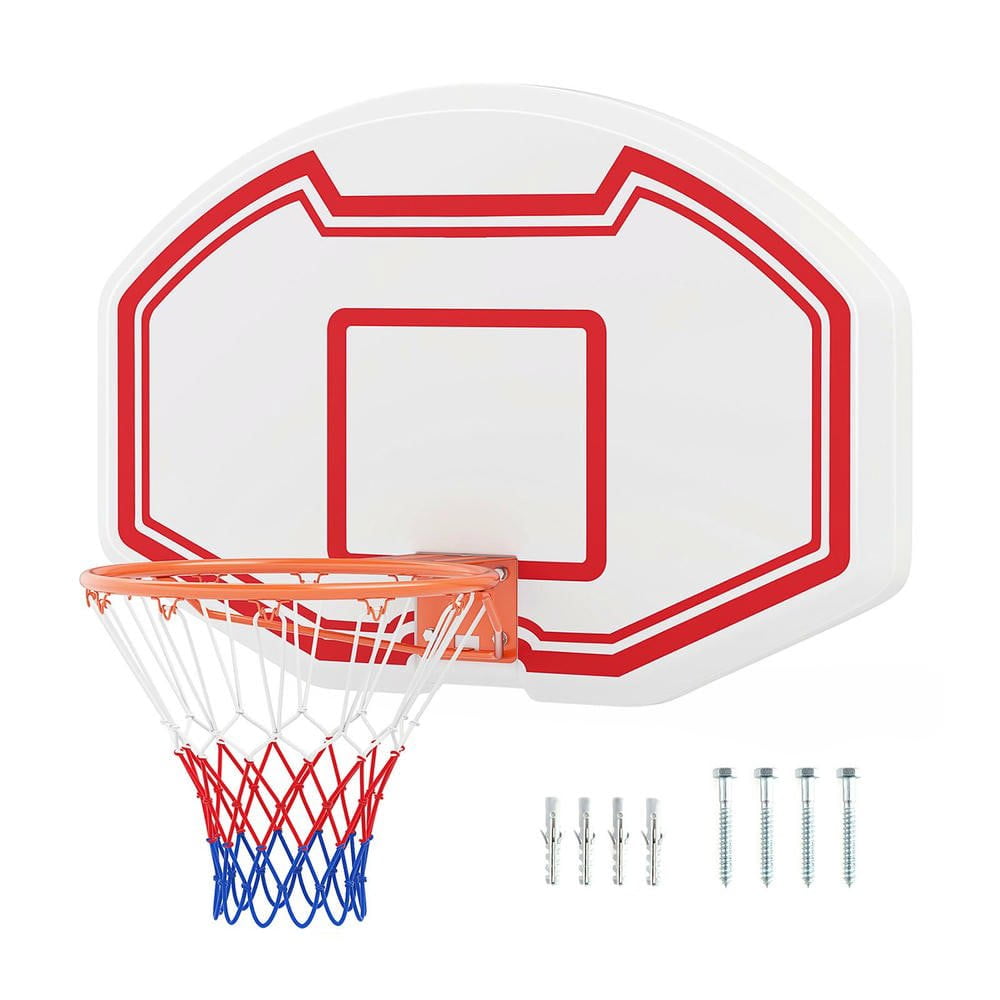 Resenkos Wall Mount Shatterproof Backboard Basketball Hoop - White/Red