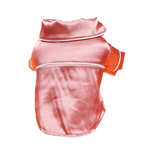 Soft Faux Silk Lapel Dog Cat Pajamas Two Legged Sleepwear Lightweight Breathable for Small Pets Summer Spring