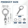 thumbnail image 2 of Uxcell M10 x 50mm Eye Bolt, 2Pcs 304 Stainless Steel Thread Lifting Ring Set, Silver, 2 of 7