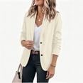 thumbnail image 5 of Women's Solid Lapel Blazer Jacket, Long Sleeve Button Front Suit Coat with Pockets, Casual Business Outerwear Beige S(S), 5 of 6