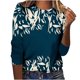 thumbnail image 2 of ICHUANYI Clearance Fashion Women Casual Long Sleeve Printing Round Neck Loose T-Shirt Blouse Tops(Navy, XXL) ICHUANYI WER2023081005207, 2 of 5