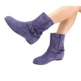 thumbnail image 2 of Willtoo Women's Fashion Mid Calf Flat Heel Side Zipper Slouch Boots Purple, 2 of 6