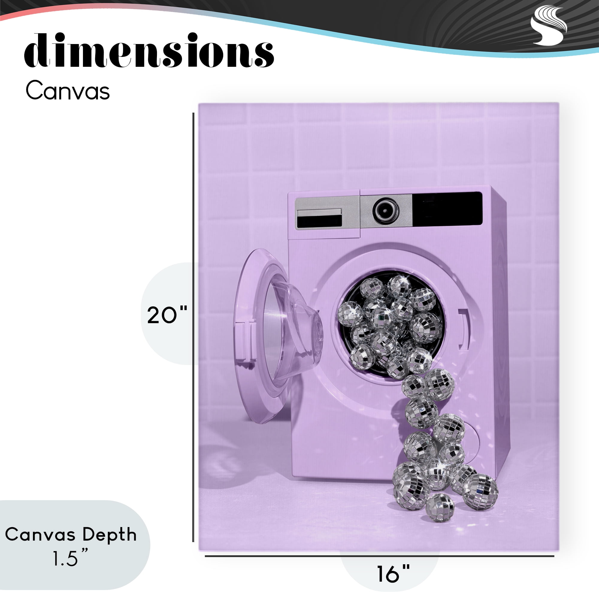 Stupell Industries Disco Laundry Machine over Purple Canvas Wall Art, design by LISH Creative