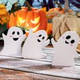 thumbnail image 2 of 3 Pieces Halloween Ghost Haunted House Decorations Wooden Ghost Theme Table Centerpieces Rustic Wood Sign Spooky Table Sign for Fall Halloween Party, 2 of 8