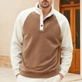 thumbnail image 1 of pstuiky camisetas de manga larga para hombre, Blusa/camisa informal y moderna de color liso con cuello alto y botones para hombre. Tops de talla grande para hombre xxl, 1 of 9