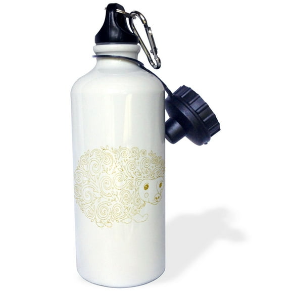 3dRose, Cute Gold Hedge Hog Illustration, Flip Straw 21oz Water Bottle