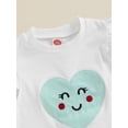 thumbnail image 5 of FEORJGP Kids Little Girl Summer Outfits 6M-4T Toddler Baby Fly Sleeve T-Shirts Vests Heart Patch RibbedCrew Neck Tops Heart Print Ruffle Shorts Headba3 Piece Daily Set for Beachwear Vacation, 5 of 8