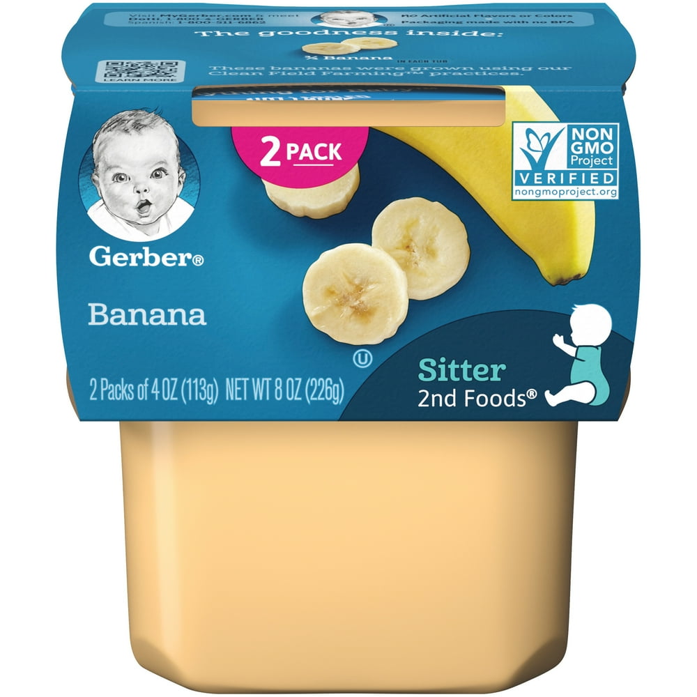 (2 Pack) Gerber Stage 2, Banana Baby Food, 1 Tub - Walmart.com