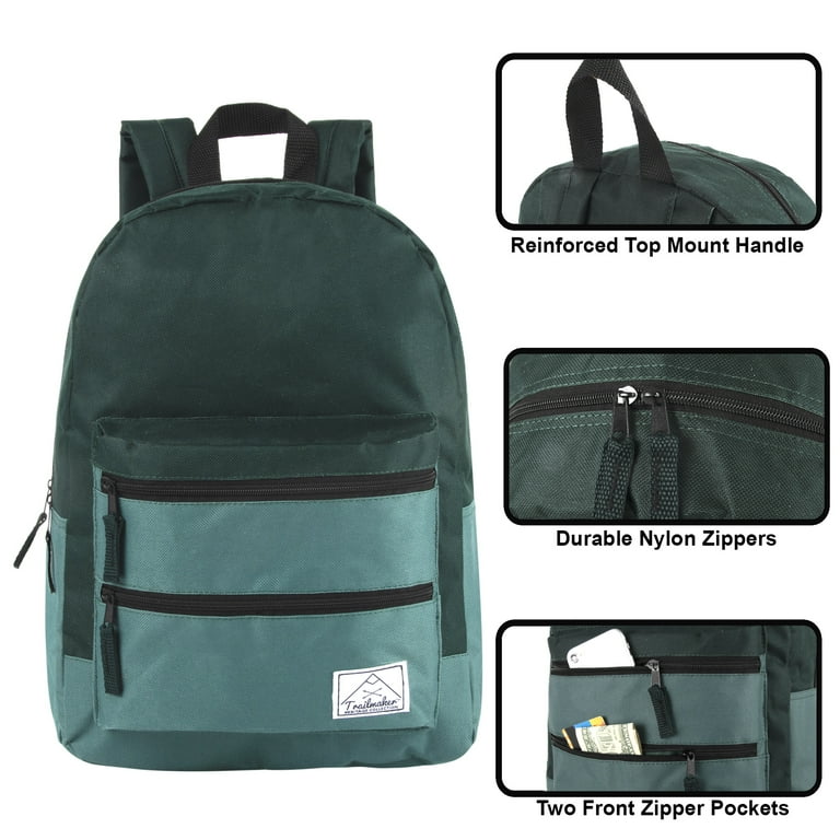 Trail Maker 17”L Multi-Pocket Backpack, Dual Zipper, Teal