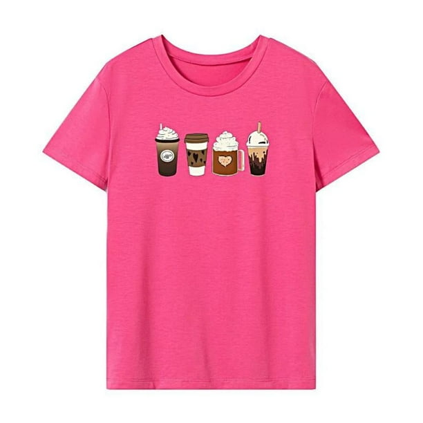 Camiseta para mujer verano Tops elegante cuello redondo camiseta para vacaciones compras trabajo L