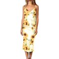 thumbnail image 1 of GHSDFBB Robe Satinée Sans Manches à Bretelles Spaghetti pour Femmes Cocktail Plage Soirée Col Bénitier à Pois Léopard Midi, 1 of 7