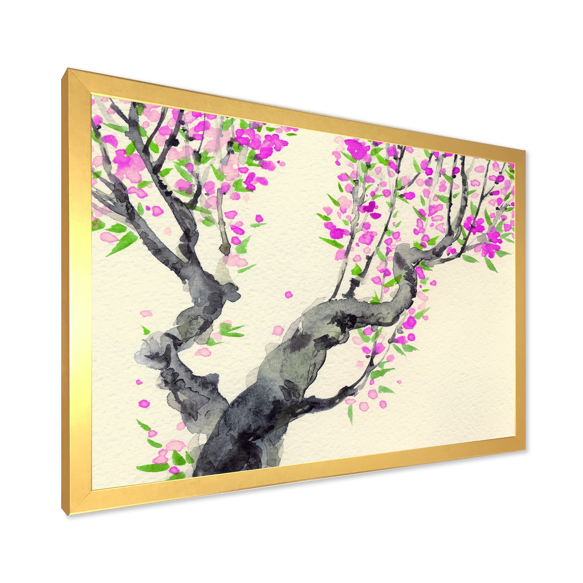Designart 'The Japanese Tree With Purple Flowers On' Traditional Framed Art Print