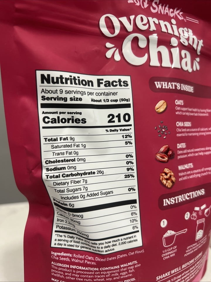 180° Snacks Overnight Chia Oats, Date & Walnut, 16 oz