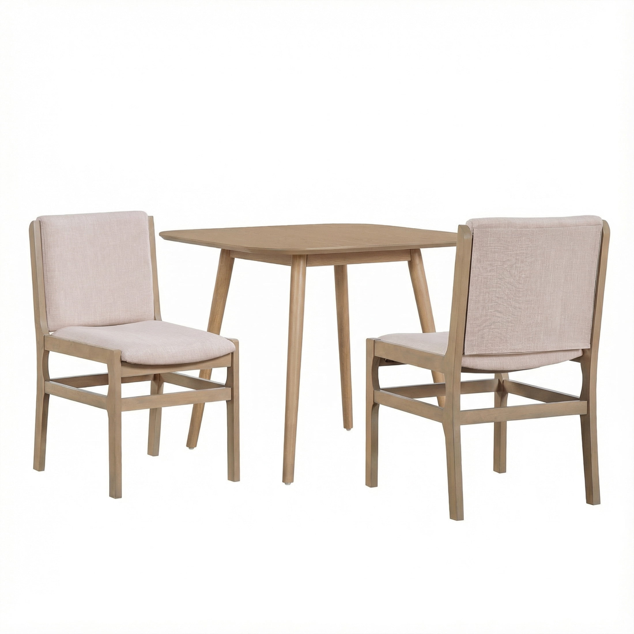 Christopher Knight Home 3-Piece Mid Century Modern Dining Table with Upholstered Chairs, Light Natural