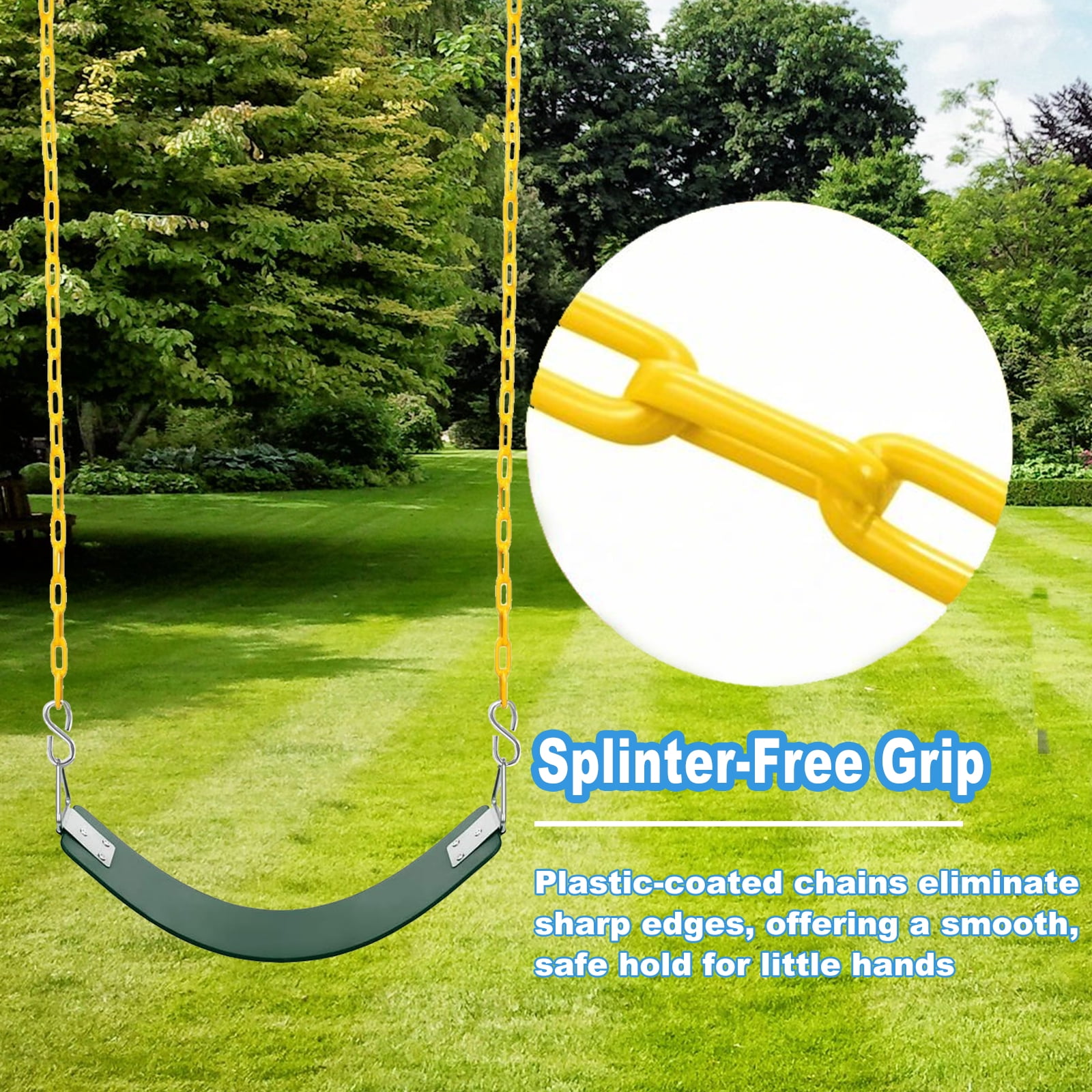 Celawork Heavy Duty Swing Seat, Outdoor Child Board U-Swing, for Children and Adults, Green