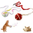 thumbnail image 1 of Flmtop Cat Kitten Plush Long Rope Rolling Ball Bite Scratch Interactive Chew Pet Toy Light Color, 1 of 9