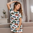 thumbnail image 3 of Picia Pirate Hats Pattern Women’s Nightdress – Casual Short-sleeved Loose-Fit Sleepwear, Soft Cotton Short-Sleeve Sleep Shirt for Relaxation & Comfort, 3 of 6