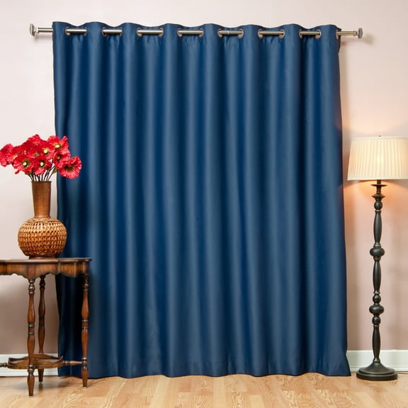 Quality Home Wide Basic Bronze Grommet Blackout Curtain - Navy - 100"W X 108"L (Single Panel)
