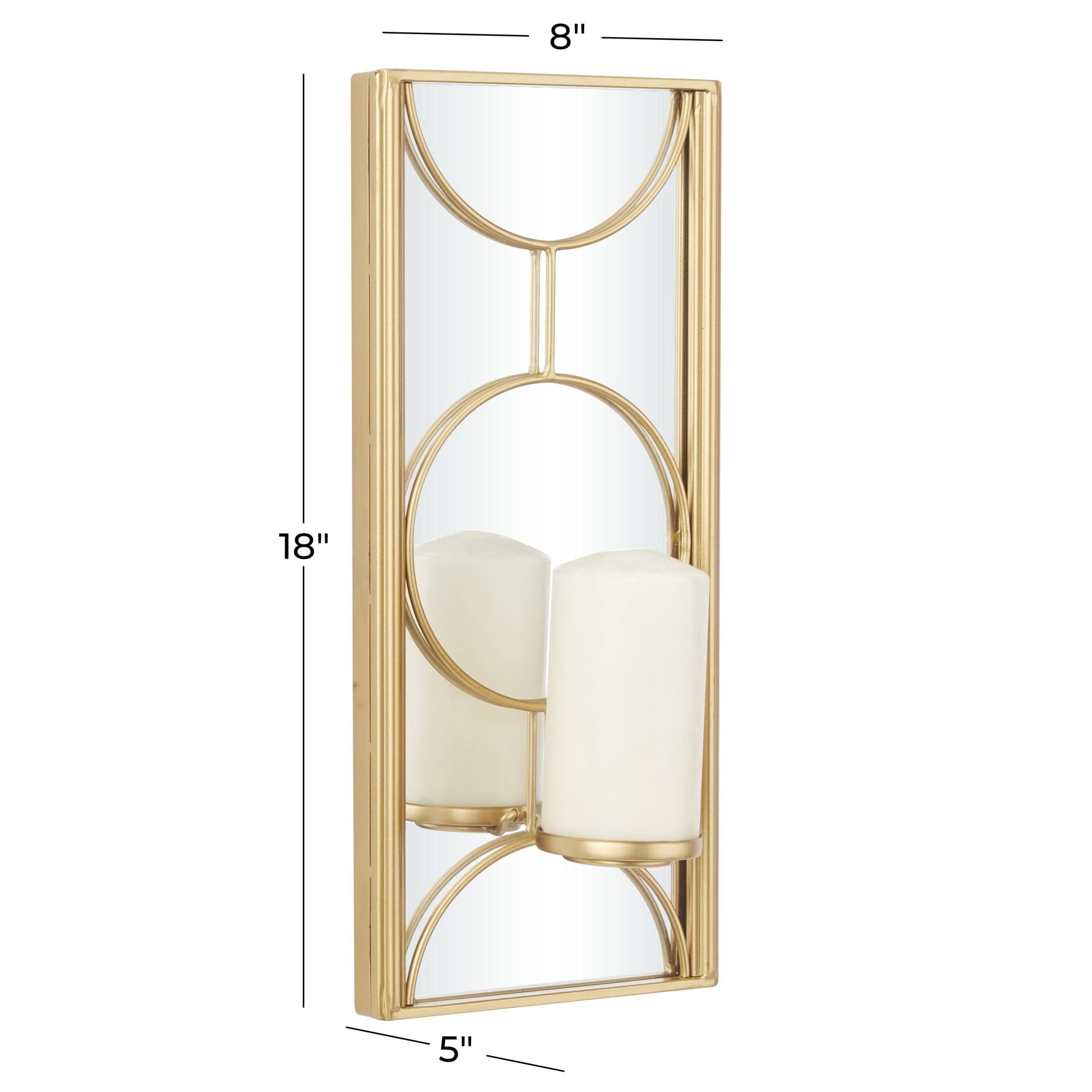 CosmoLiving by Cosmopolitan Gold Metal Geometric Pillar Wall Sconce with Mirror Backing
