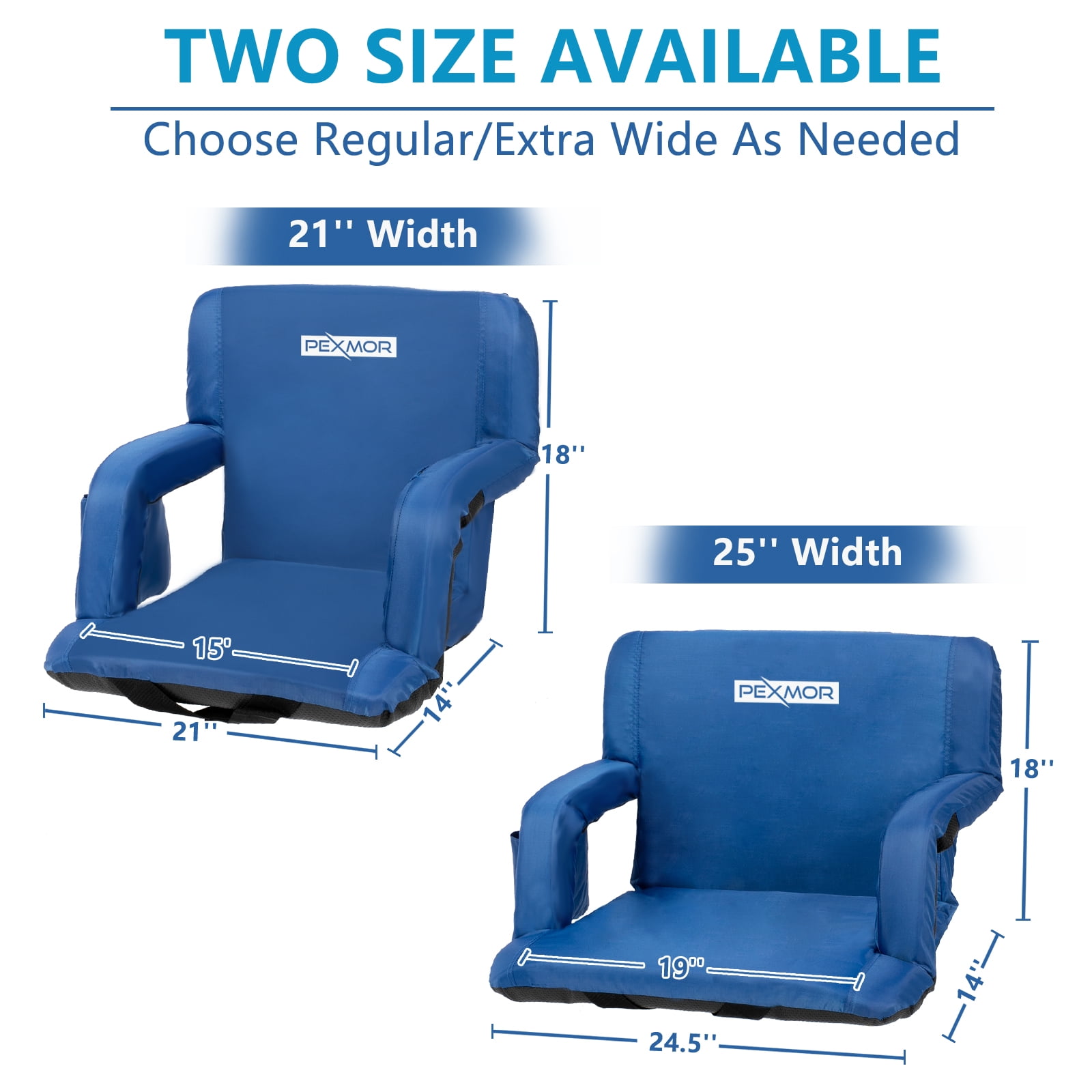 Extra wide stadium seats with clearance arms