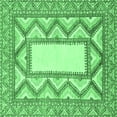 thumbnail image 1 of Ahgly Company Machine Washable Indoor Square Abstract Emerald Green Modern Area Rugs, 3' Square, 1 of 4