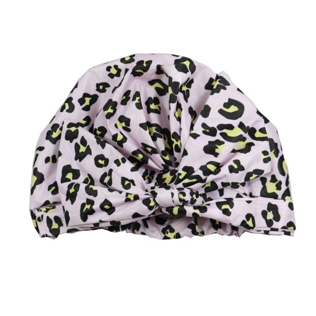 Cateissary Gorros de ducha Estampado de flores Banda elástica resistente al agua Dobladillo Gorro rizado universal grueso Accesorios de salón Juegos de accesorios de baño Estampado de leopardo rosa