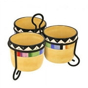 KOVOT Fiesta Style Dip Bowls With Metal Stand | Cinco De Mayo Decor