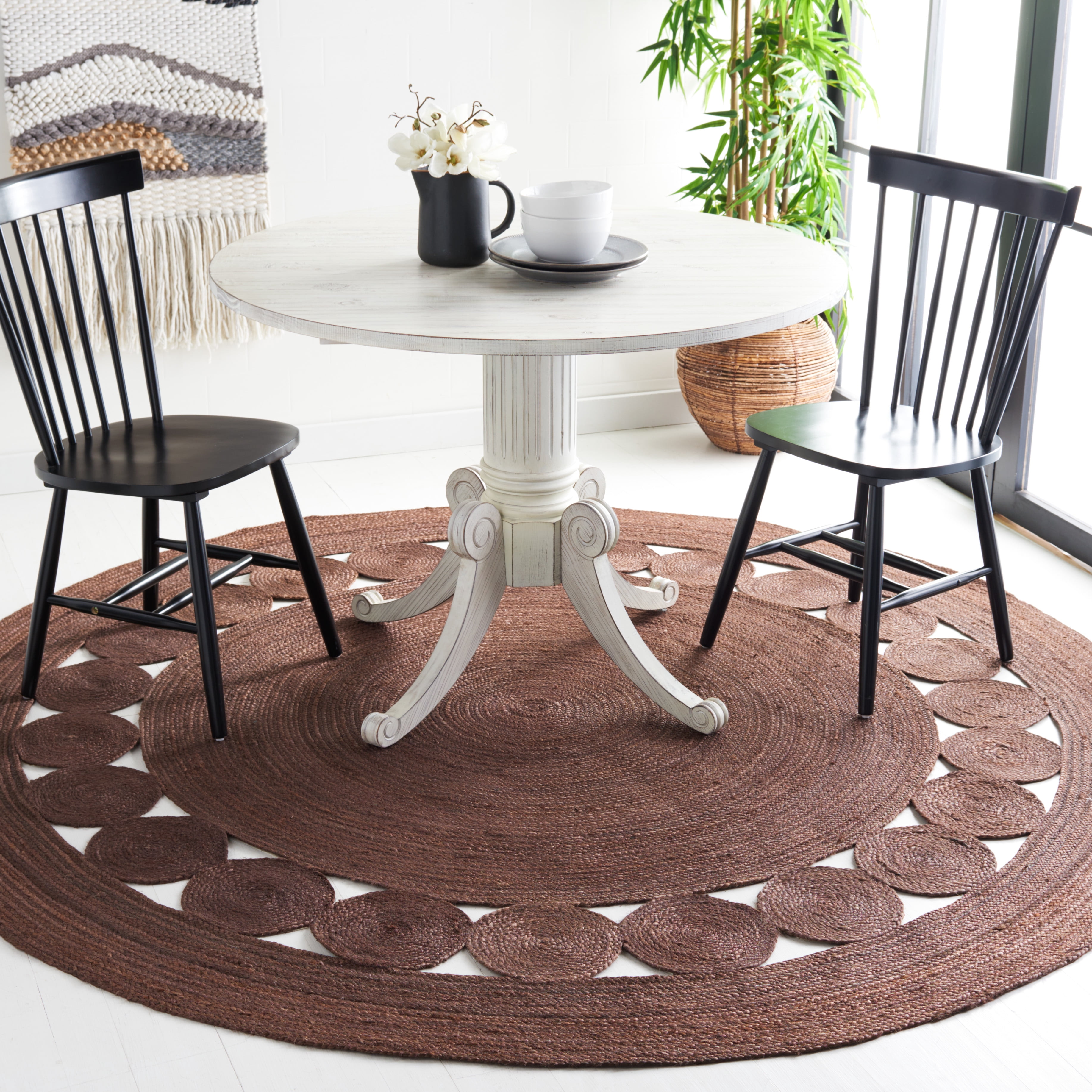 SAFAVIEH Natural Fiber Morgan Solid Area Rug, Brown, 8' x 8' Round