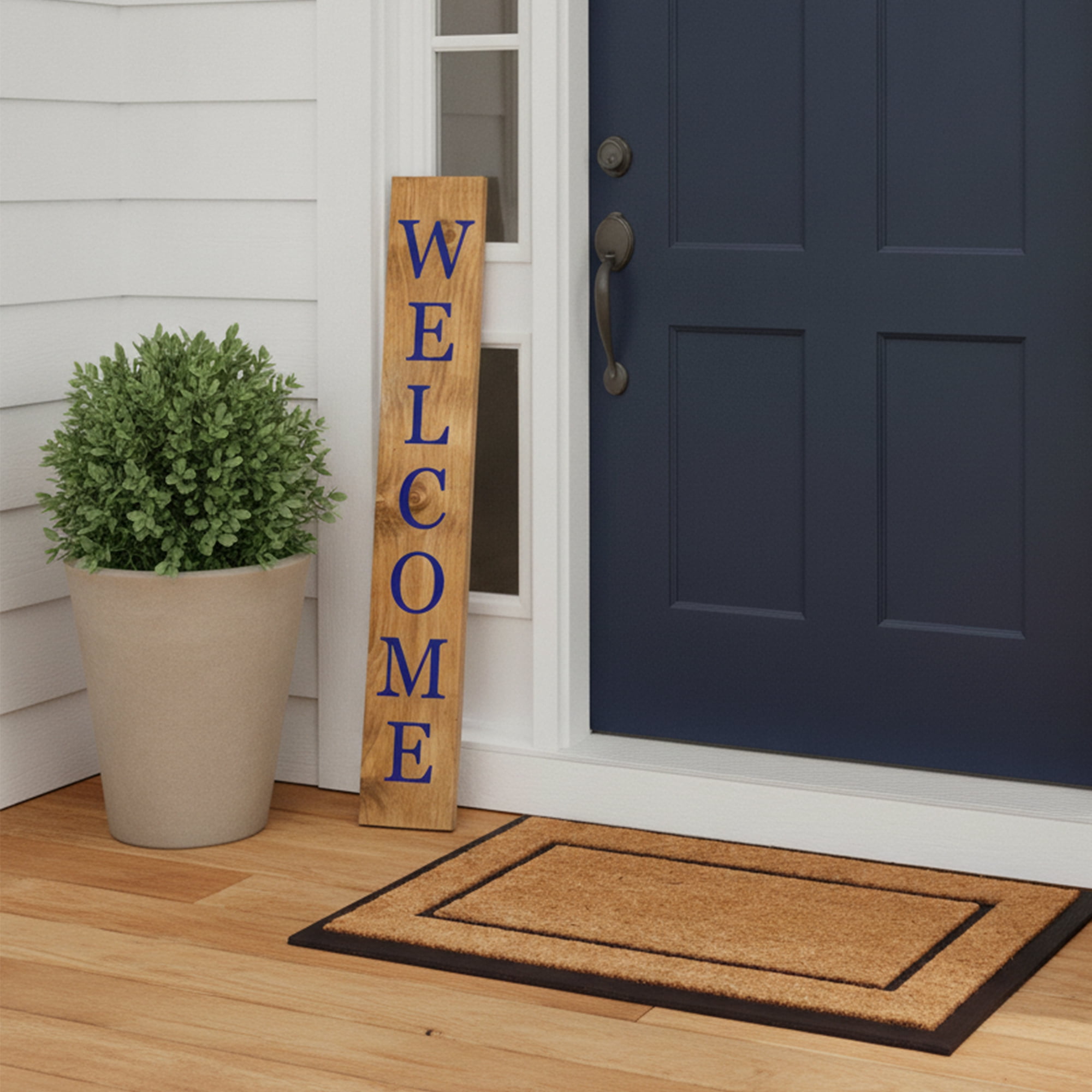 Calloway Mills 119375907 Blue Welcome Porch Leaner, 59" x 07"