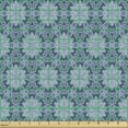 thumbnail image 2 of Vintage Fabric by the Yard Upholstery, Monochrome Design Continuing Connected Flower Motifs Ornamental Garden Art, Decorative Fabric for DIY and Home Accents, Dark Sky Blue by Ambesonne, 2 of 5