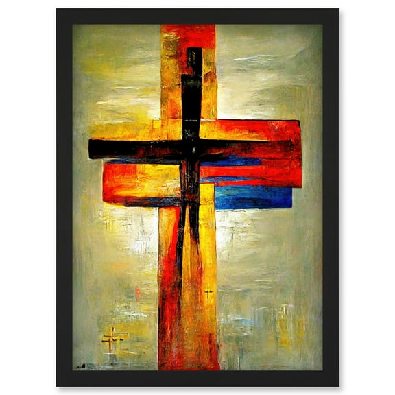 Christian Modern Crucifixion Cross Jesus Artwork Framed Wall Art Print A4