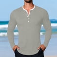 thumbnail image 2 of XUANTAOO Mens T-Shirts Long Sleeve Button Down Crewneck Henley Shirts Loose Fit Grey Button Shirt Men's Shirts Casual, 2 of 4