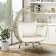 thumbnail image 4 of Costway Fauteuil Oeuf en Rotin Surdimensionné pour Patio avec Panier et 4 Coussins pour Intérieur Extérieur, 4 of 9