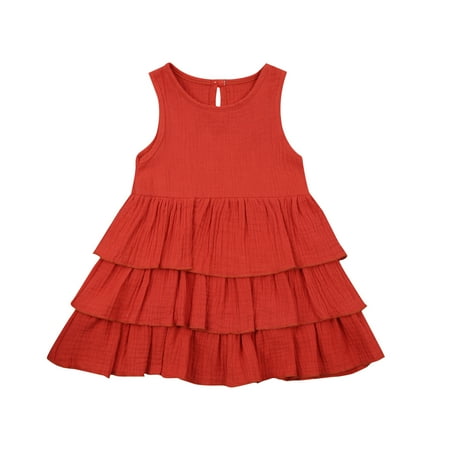 

Seyurigaoka Girl s Dress Children s Solid Color Summer Clothes Round Neck Skirt