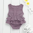 thumbnail image 3 of Douhoow Newborn Baby Girl Sleeveless Romper Solid Color Ruffle Jumpsuit Sunsuit Outfit 0-24M, 3 of 6