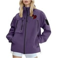 thumbnail image 2 of Antinious Women's Outdoor Water Repellent Hooded Zipper Jacket Windproof Coat,Fall Winter Women Trench Coat,Womens Jackets Trendy,Purple,XL, 2 of 5
