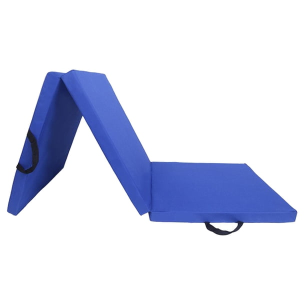 Estera de Ejercicio Plegable de Tres Pliegues Almohadilla de Protección Del Piso Gimnasio Estera de Plegable para Entrenamiento de Es Cuero PU azul oscuro