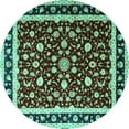 thumbnail image 1 of Ahgly Company Indoor Round Persian Turquoise Blue Traditional Area Rugs, 7' Round, 1 of 4