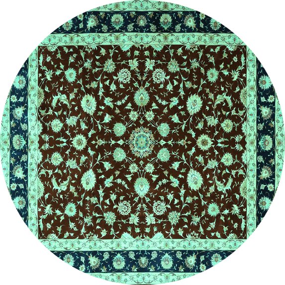 Ahgly Company Indoor Round Persian Turquoise Blue Traditional Area Rugs, 7' Round