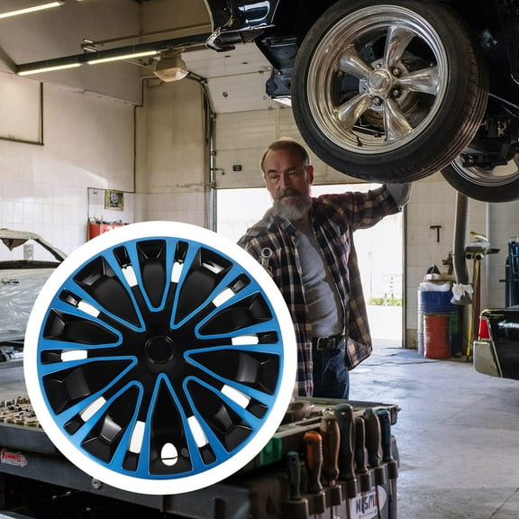 Hemoton Blue Car Wheel Hub Cover for 15 Inch Wheels Decorative PP Material Universal Fit